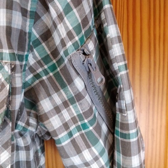 One90One Plaid Button-Up Shirt MED Velvet Trim Snap Grommet Zipper Detail - Picture 5 of 7
